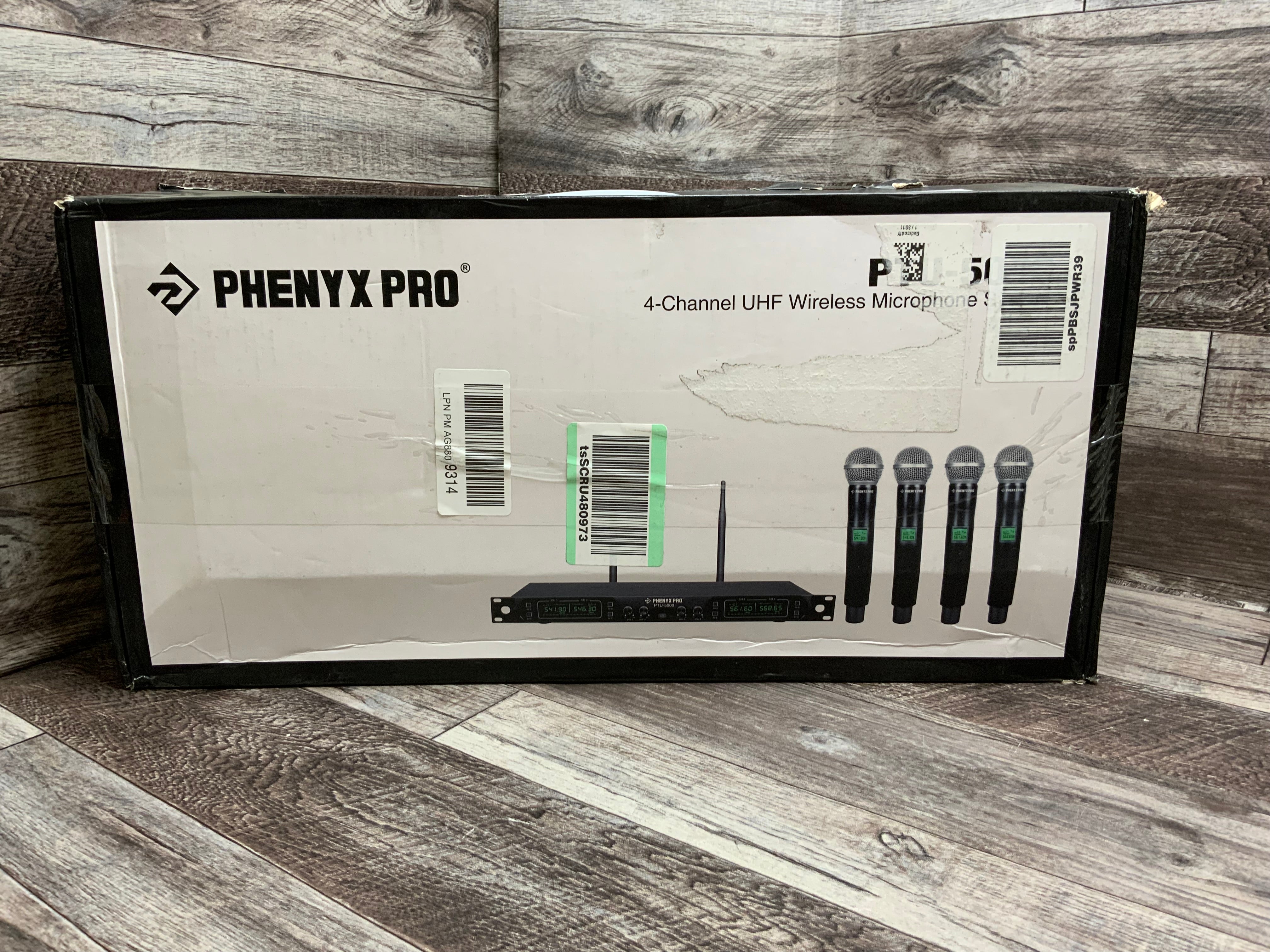 Phenyx Pro Wireless Microphone System, 4-Channel UHF Wireless Mic (PTU-5000) (8101133254894)